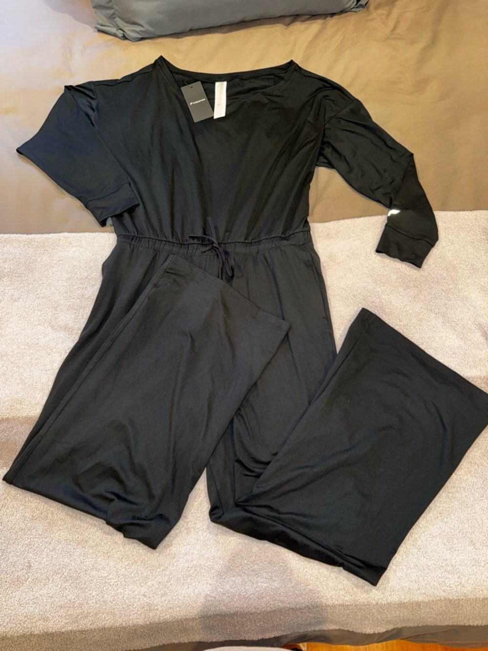 NWT Fabletics Cloud Jersey Off-Shoulder Wide-Leg Jumpsuit Onesie